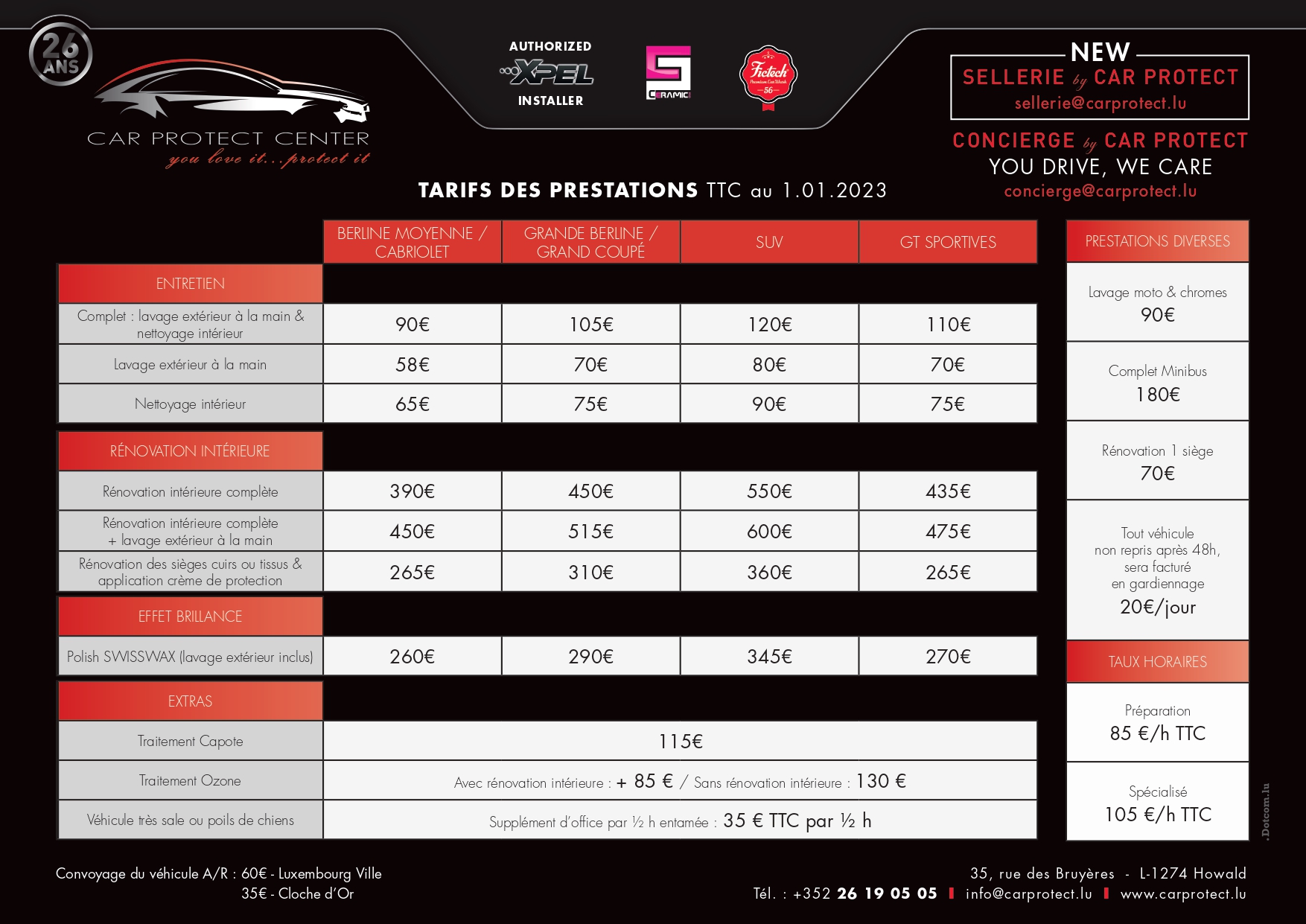 Tarifs préstations 22